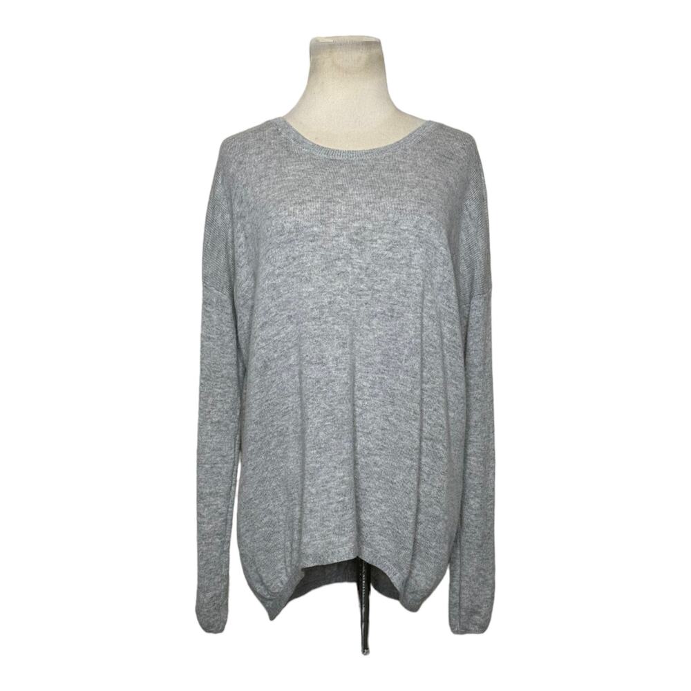 Joie gray wool cashmere blend long sleeves back flap sweater size small